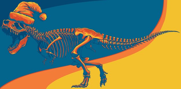 Vektor illustration tyrannosaurus rex mit weihnachtsmütze