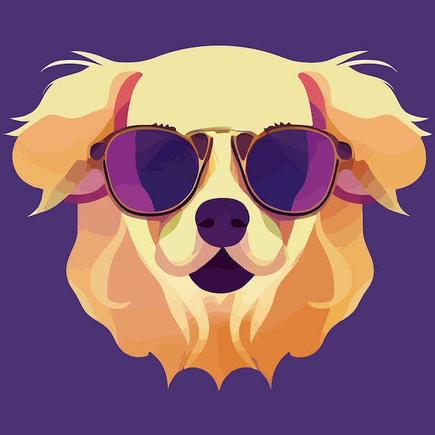 Vektor illustration vektorgrafik eines golden retriever-hundes mit sonnenbrille isoliert