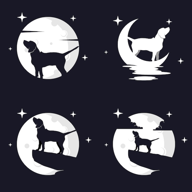 Illustration vektorgrafik von beagle-hund mit mond-hintergrund. perfekt für t-shirt oder event