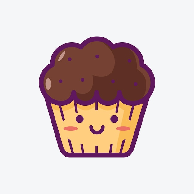 Vektor illustration von cute cupcake icon smiley emoji icon set vektor zeichentrickfilm illustration