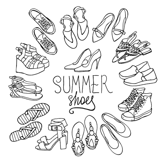 Illustration von damenschuhen sommerschuhkollektion