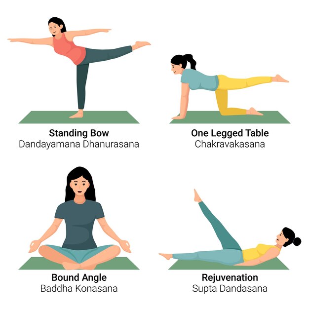 Vektor illustration von frauen, die yoga-pose-übungen machen