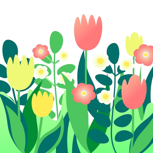 Illustration von Frühlingsblumen im Garten