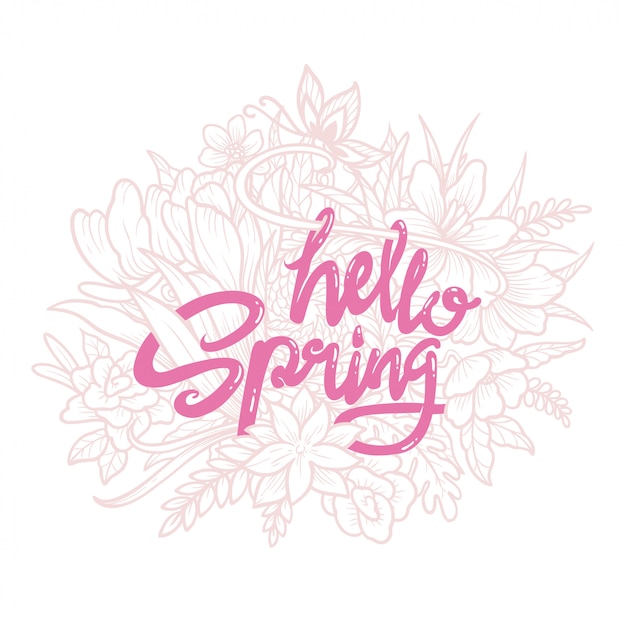 Illustration von hallo frühling typografie kunst