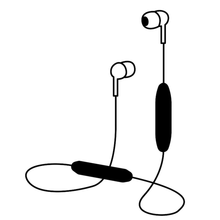Vektor illustration von handy-kopfhörern mit bluetooth.cable.music.icon.sound.resource-grafik.outline