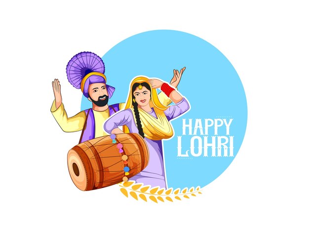 Vektor illustration von happy lohri festival of punjabi mit hintergrund