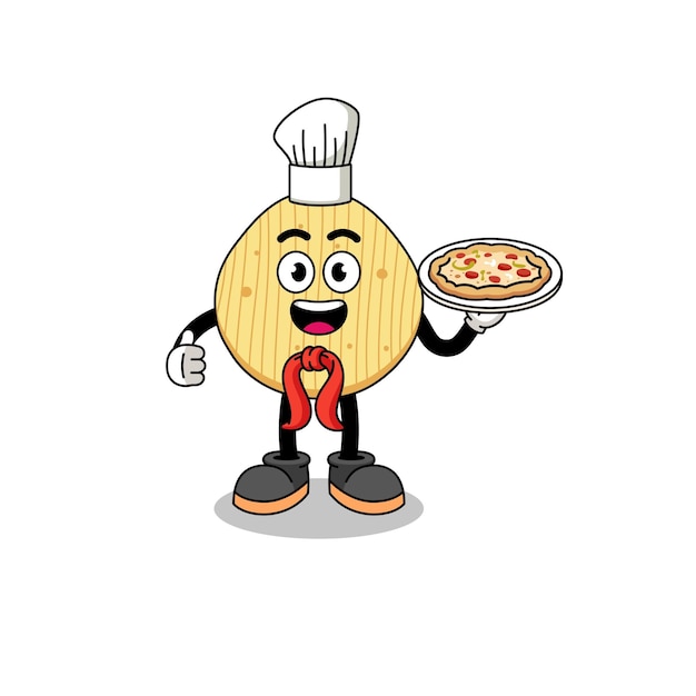 Illustration von kartoffelchips als charakterdesign eines italienischen kochs