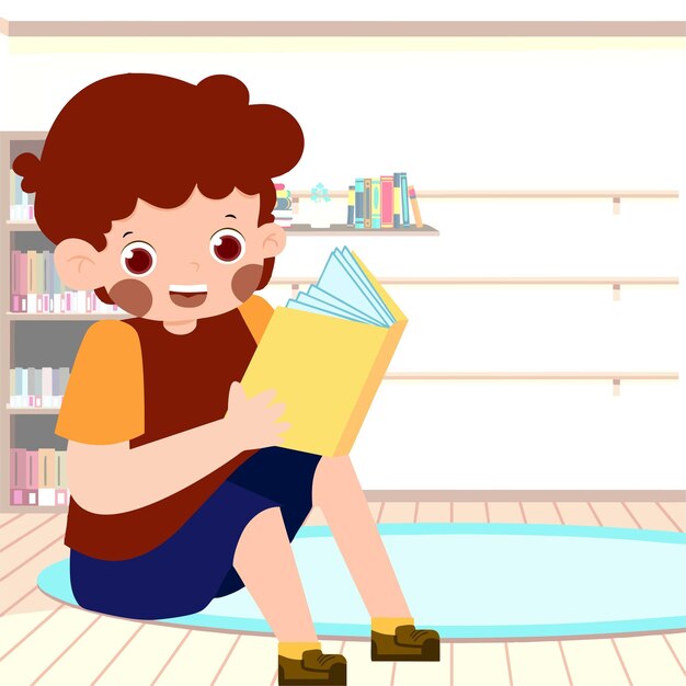 Illustration von Kindern, die in der Bibliothek lernen