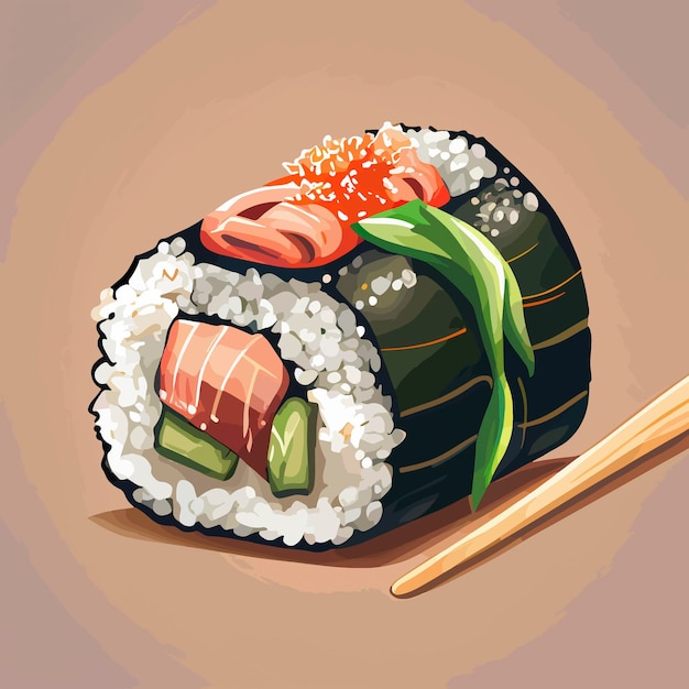 Vektor illustration von köstlichen sushi-rollen japanisches essen