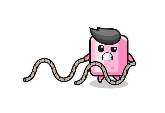 Illustration von marshmallow beim kampfseiltraining