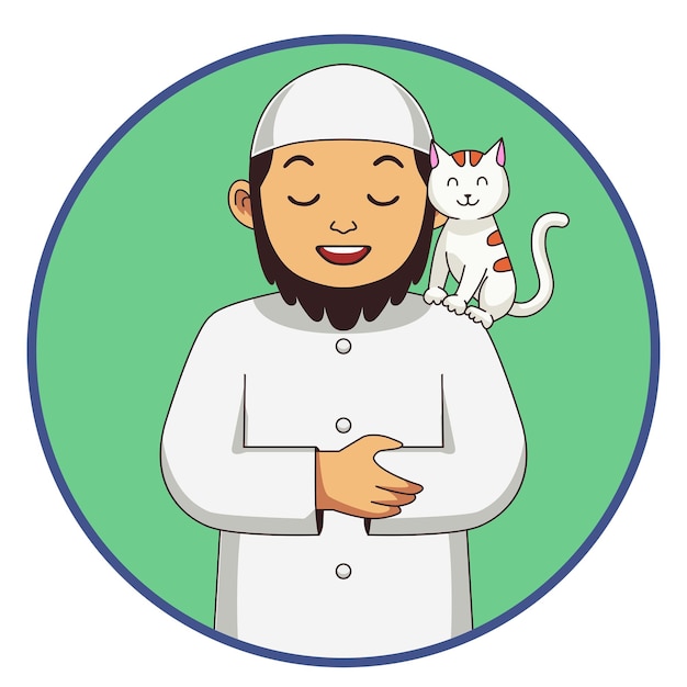 Vektor illustration von moslem und katze