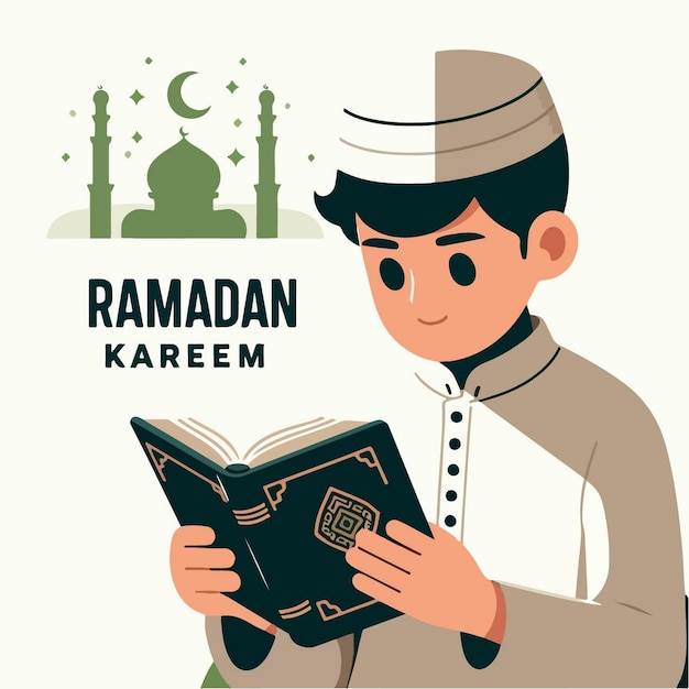 Illustration von muslimischen kindern, die den ramadan im flachen design-stil feiern