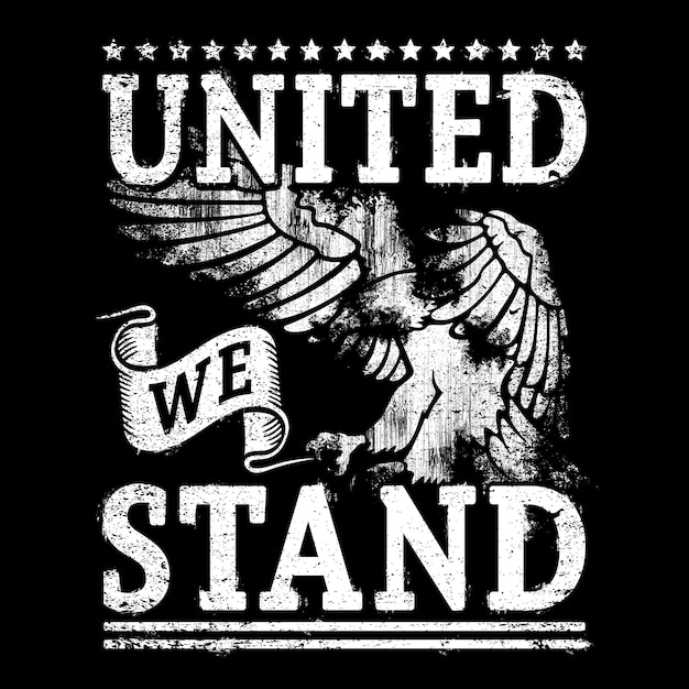 Vektor illustration von patriotischem design mit adler-effekt-text united we stand