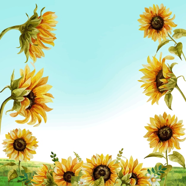 Illustration von sonnenblumen mit himmlischem hintergrund