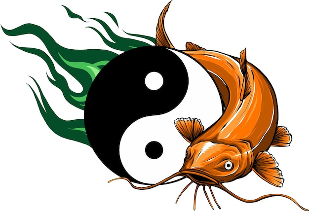 Vektor illustration von wels mit yin-yang