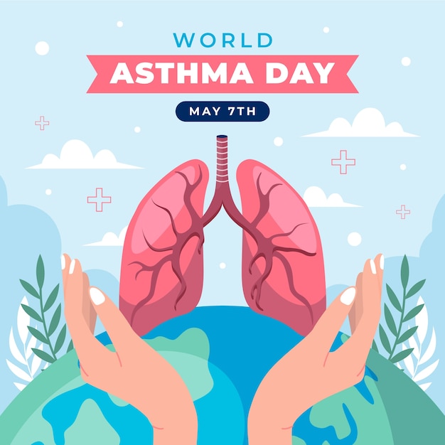 Illustration zum asthma-tag der flachen welt