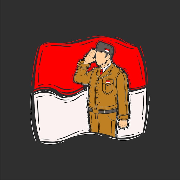 Illustration zum indonesischen Unabhängigkeitstag im Vintage-Stil für T-Shirt-Bekleidung