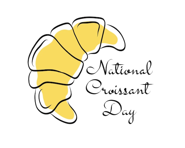 Illustration zum nationalen croissant-tag, handgezeichneter umriss, abstrakte farbige illustration