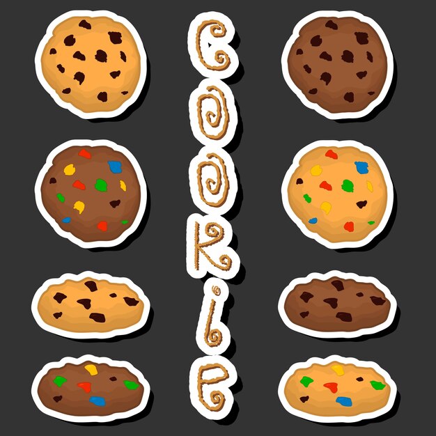 Illustration zum thema frischer süßer lecker cookie aus verschiedenen zutaten