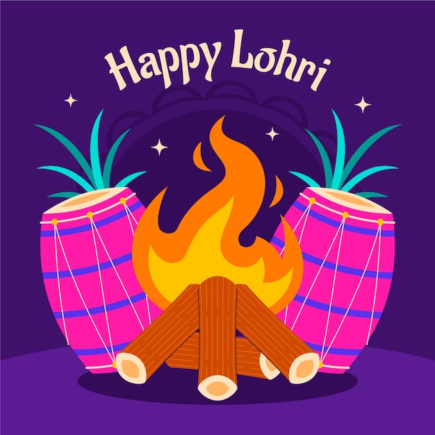 Vektor illustration zur feier des lohri-festivals