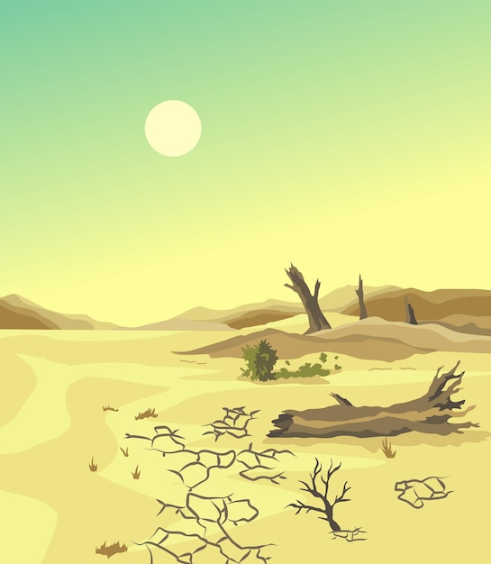 Illustration zur Wüstenbildung des Klimawandels. Globale Umweltprobleme.