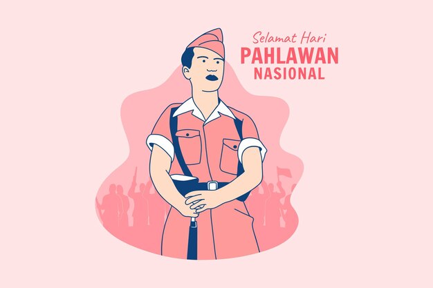 Vektor illustrationen indonesische helden für den indonesischen nationalheldentag hari pahlawan designkonzept