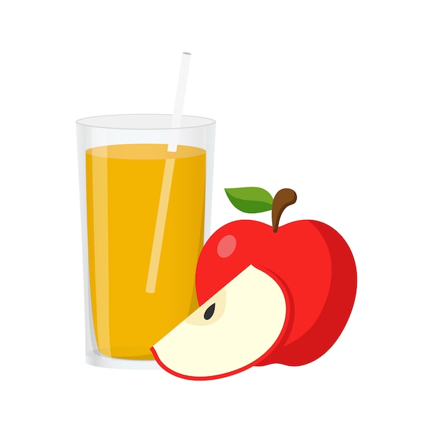 Illustrations-flacher apfelsaft