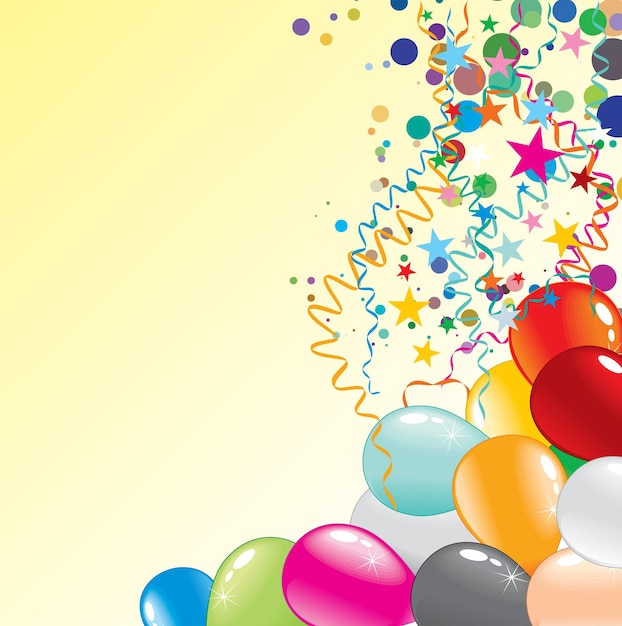Illustrationsballons und Konfetti vier