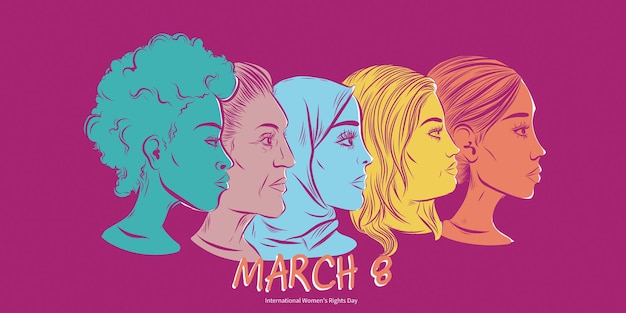 Illustrationsbanner zum internationalen Tag der Frauenrechte