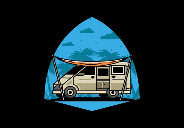 Vektor illustrationsdesign für van camper und flysheet