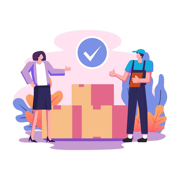 Illustrationsdesign im flachen Stil der Produktqualität