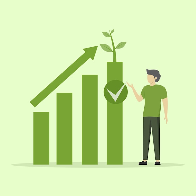 Illustrationskonzept der Kreislaufwirtschaft. grüne und erneuerbare Energie. Nachhaltiges Wirtschaftswachstum