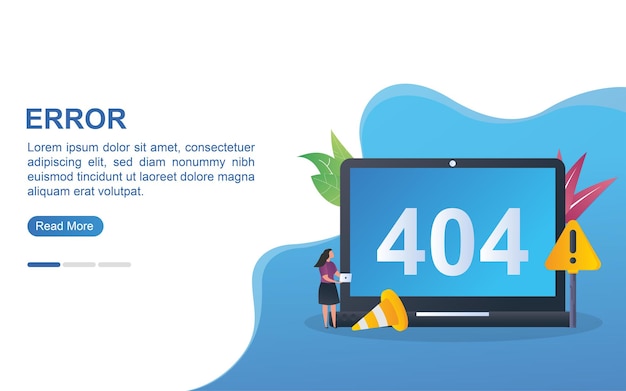 Vektor illustrationskonzept des fehlers mit fehlermeldungen auf dem monitor und kegel.