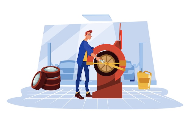 Illustrationskonzept zur Reifenauswuchtung