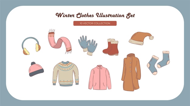 Vektor illustrationssatz für winterkleidung