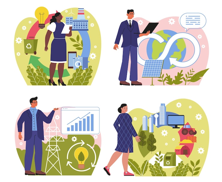 Vektor illustrationsset für die kreislaufwirtschaft