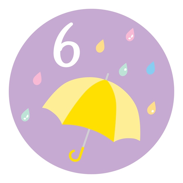 Illustrationssymbol des kalenders für juni. dies ist ein regenschirm der regenzeit.
