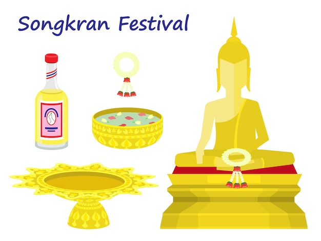 Vektor illustrationsvektor des songkran-wasserfestival-objekts von thailand