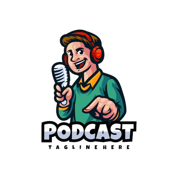 Illustrationsvektor-Podcast-Maskottchen-Stil