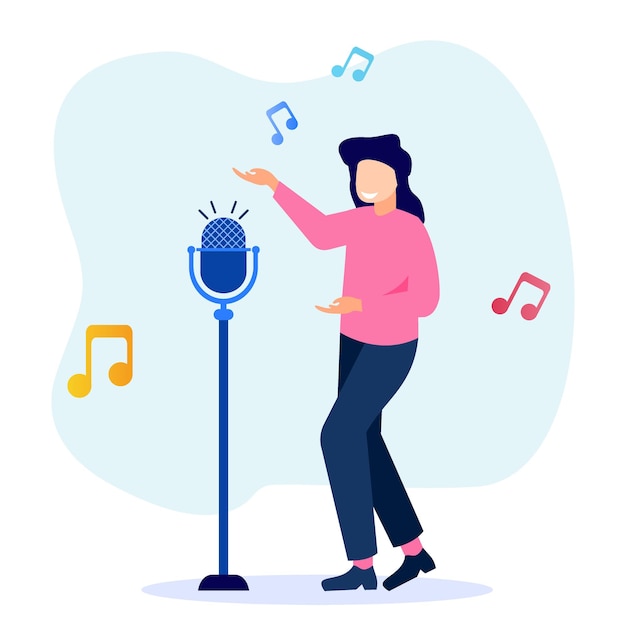 Illustrationsvektorgrafik-Cartoon-Figur von singen