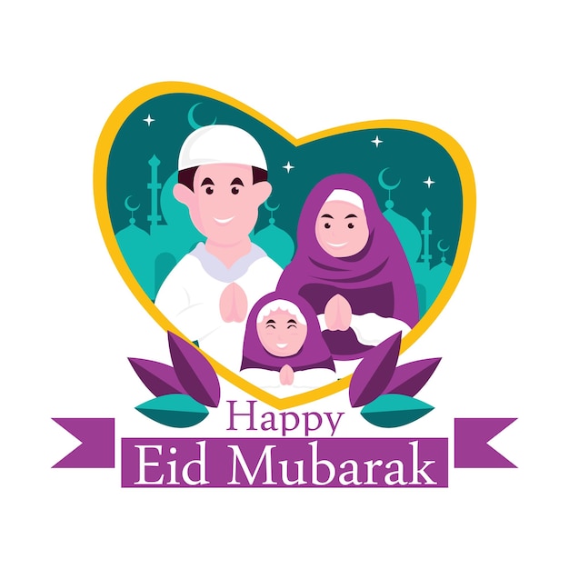 Illustrationsvektorgrafik der Familie wünscht Ihnen ein frohes Eid AlFitr, perfekt für die Religion