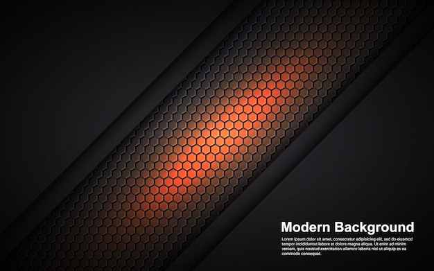 Illustrationsvektorgrafik der orange Dimension des abstrakten Hintergrunds auf schwarzer Moderne