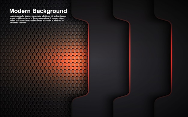 Illustrationsvektorgrafik der orange Dimension des abstrakten Hintergrunds auf schwarzer Moderne