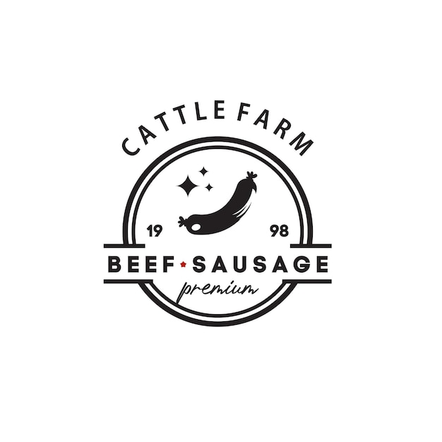 Illustrationsvektorgrafik des vintage-logos der rinderwurst gut für wurstproduktlogo