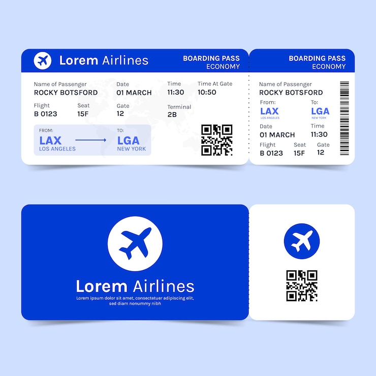 Vektor illustrationsvorlage für das konzept der bordkarte für flache flugtickets