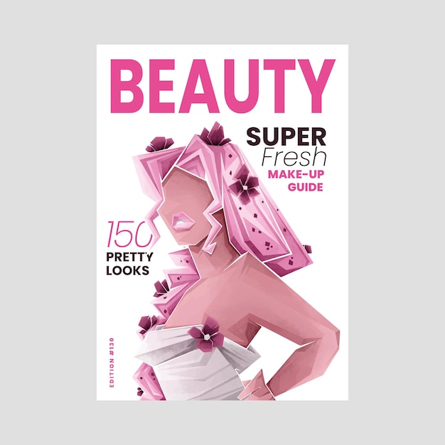Vektor illustriertes cover des beauty-magazins