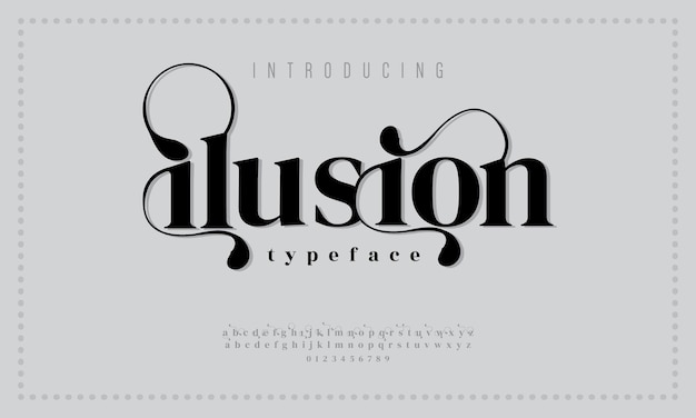 Ilusion Luxus elegante Buchstaben und Zahlen Elegante klassische Serifenschrift dekorativer Jahrgang