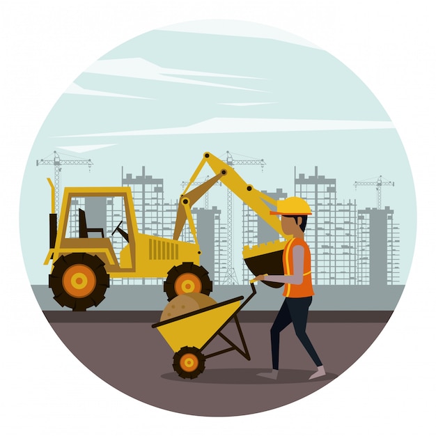 Im Bau Zone mit Arbeitern