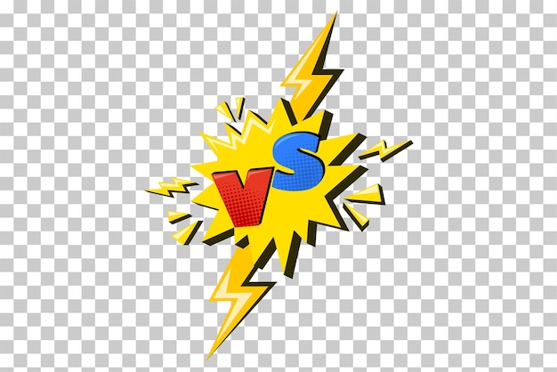 Im vergleich zu comic-design mit blitz gelber blitz mit halbton vs symbol vektor-illustration