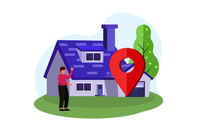 Immobilien-Flat-Illustrations-Design